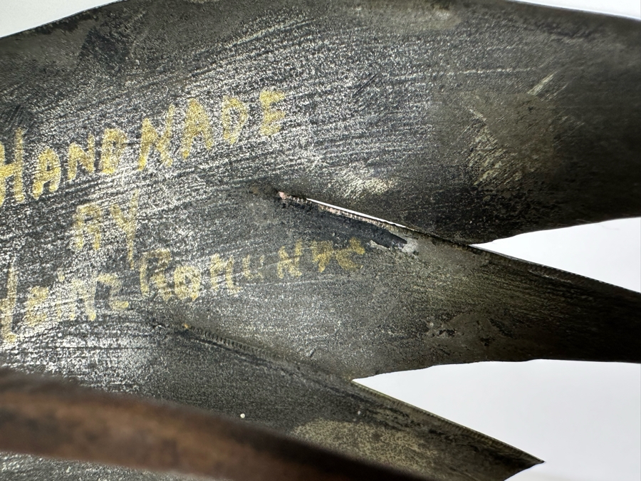 Vintage Artist Signed Metal Fish Sculpture On Stone Base 13'H [Photo 8]