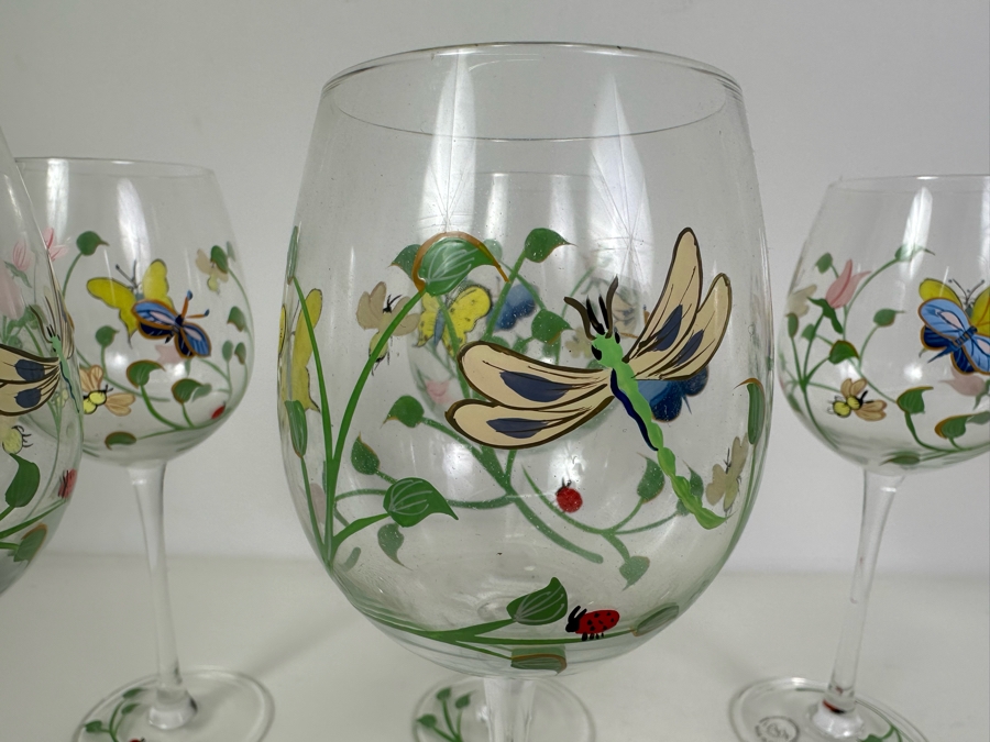 (6) LENOX Hand Painted Stemware Glasses 9.25'H [Photo 3]