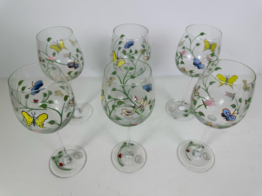 (6) LENOX Hand Painted Stemware Glasses 9.25'H [Photo 6]