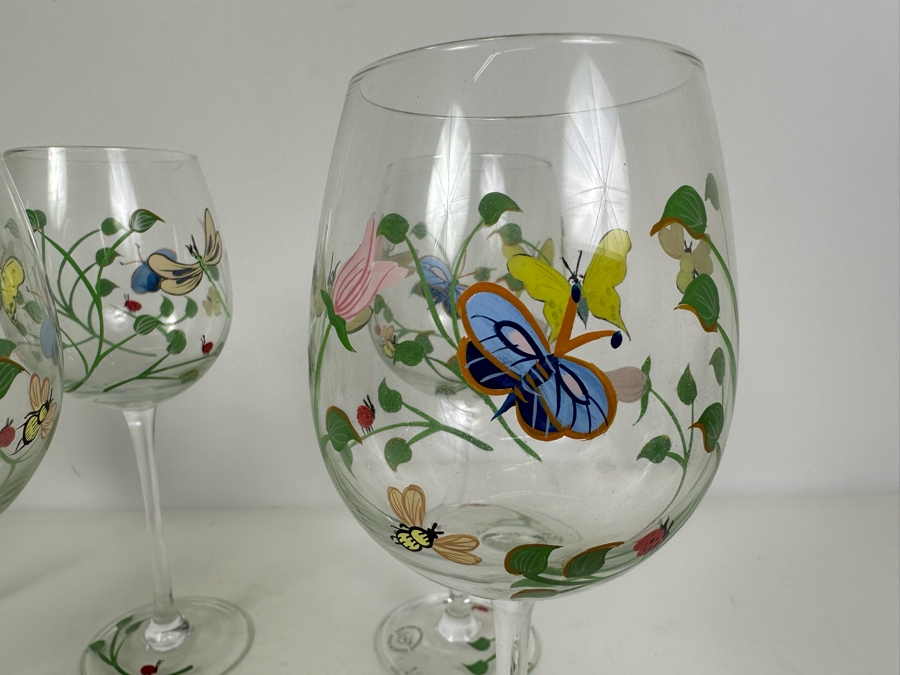 (6) LENOX Hand Painted Stemware Glasses 9.25'H [Photo 5]