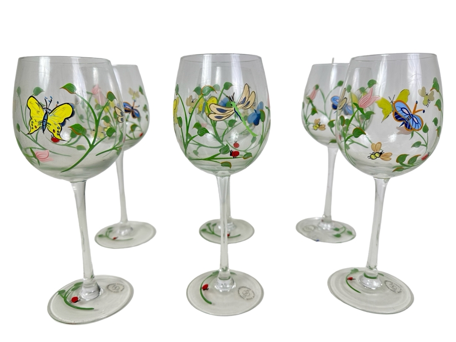 (6) LENOX Hand Painted Stemware Glasses 9.25'H [Photo 1]
