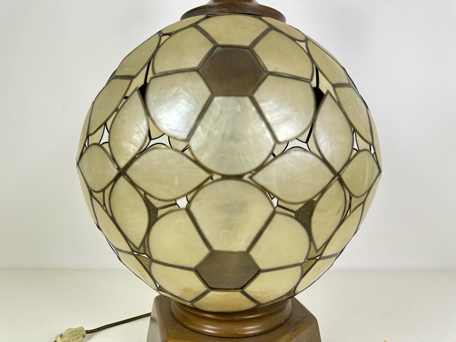 Vintage Capiz Shell Floral Globe Lamp No Shade - Not Working Needs To Be Rewired 24'H [Photo 4]