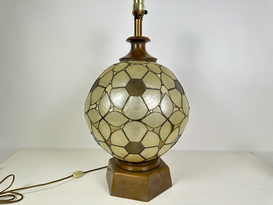 Vintage Capiz Shell Floral Globe Lamp No Shade - Not Working Needs To Be Rewired 24'H [Photo 3]
