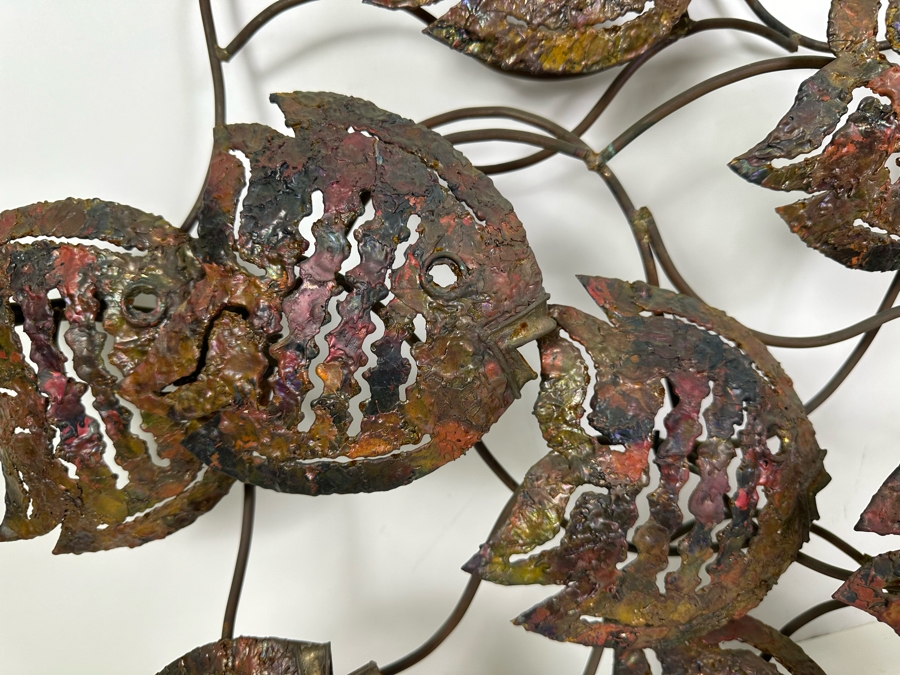 Large Handmade Metal School Of Fish Wall Sculpture 36'W X 23'H [Photo 4]