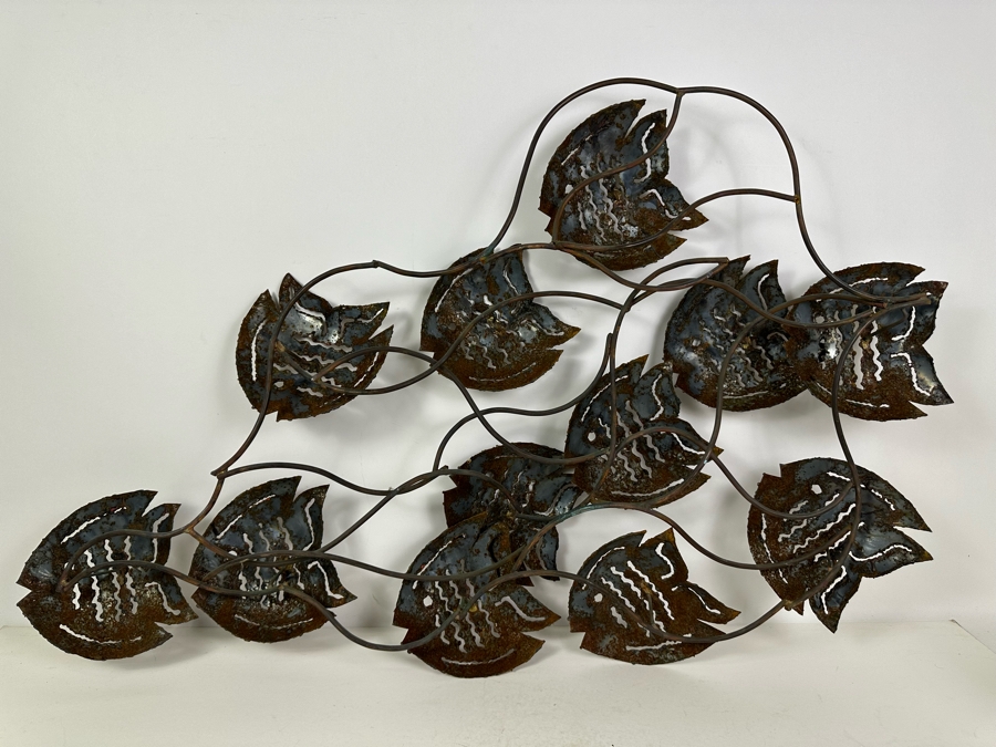 Large Handmade Metal School Of Fish Wall Sculpture 36'W X 23'H [Photo 5]