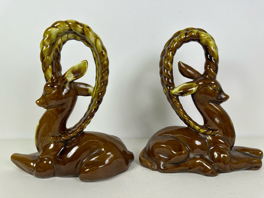 Pair Of Large Vintage MCM Pottery Gazelles 13.5'H [Photo 5]