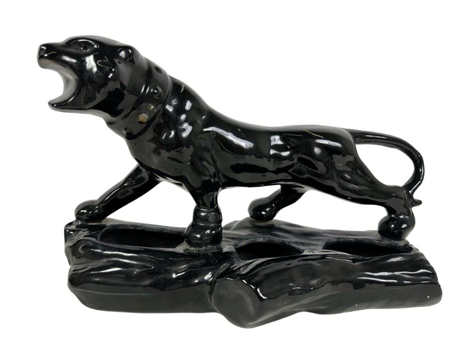 Black Ceramic Jaquar Figurine 13.5'W X 9'H