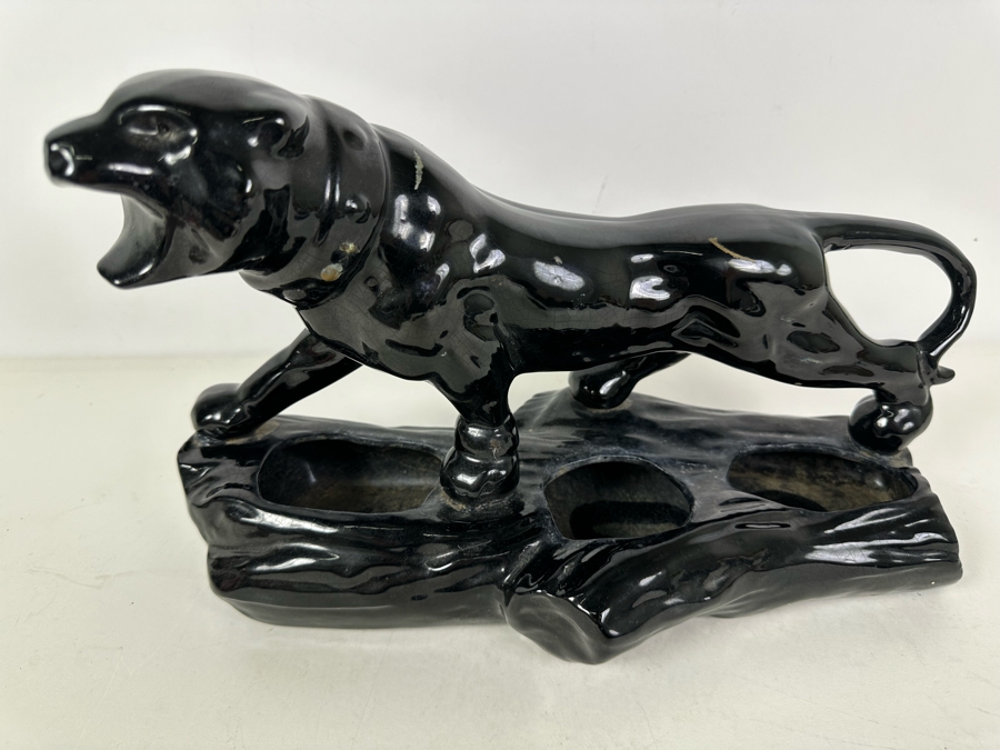 Black Ceramic Jaquar Figurine 13.5'W X 9'H [Photo 2]