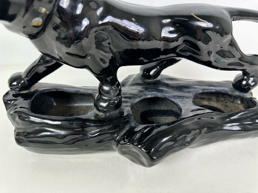 Black Ceramic Jaquar Figurine 13.5'W X 9'H [Photo 3]