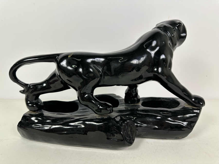 Black Ceramic Jaquar Figurine 13.5'W X 9'H [Photo 5]