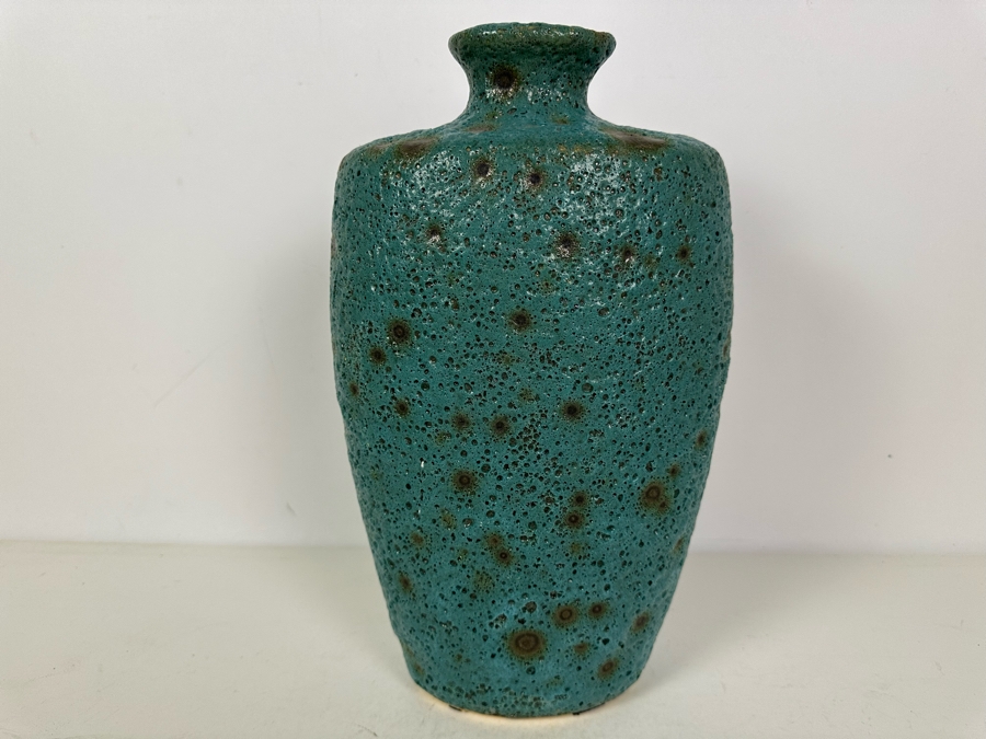 Turquoise Colored Volcanic Glaze Ceramic Vase 13.5'H [Photo 7]