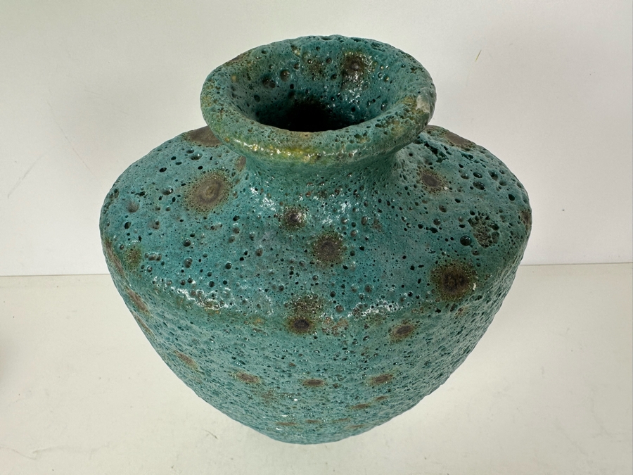 Turquoise Colored Volcanic Glaze Ceramic Vase 13.5'H [Photo 4]