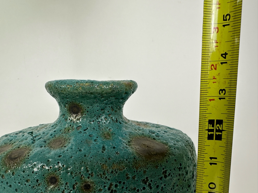 Turquoise Colored Volcanic Glaze Ceramic Vase 13.5'H [Photo 11]