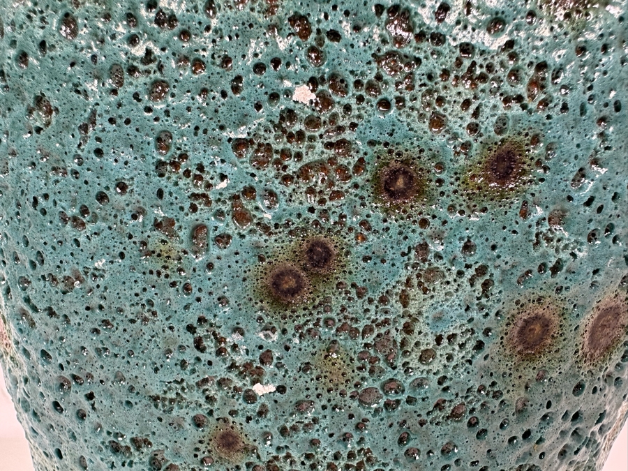 Turquoise Colored Volcanic Glaze Ceramic Vase 13.5'H [Photo 2]