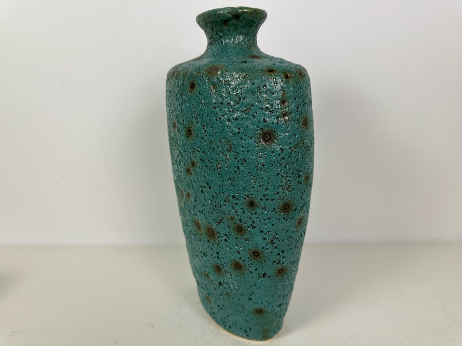 Turquoise Colored Volcanic Glaze Ceramic Vase 13.5'H [Photo 6]