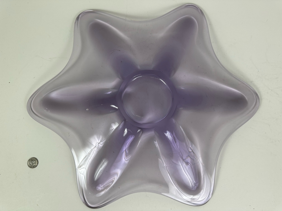 Vintage MCM Viking Glass Bowl In Teaberry Color 21.5'W X 3'H [Photo 5]