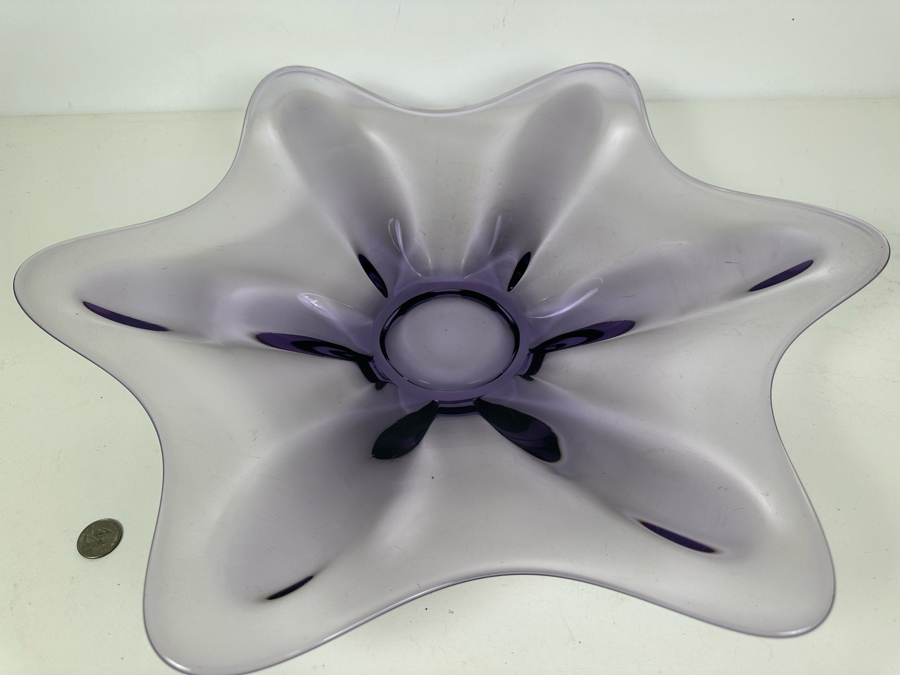 Vintage MCM Viking Glass Bowl In Teaberry Color 21.5'W X 3'H [Photo 2]