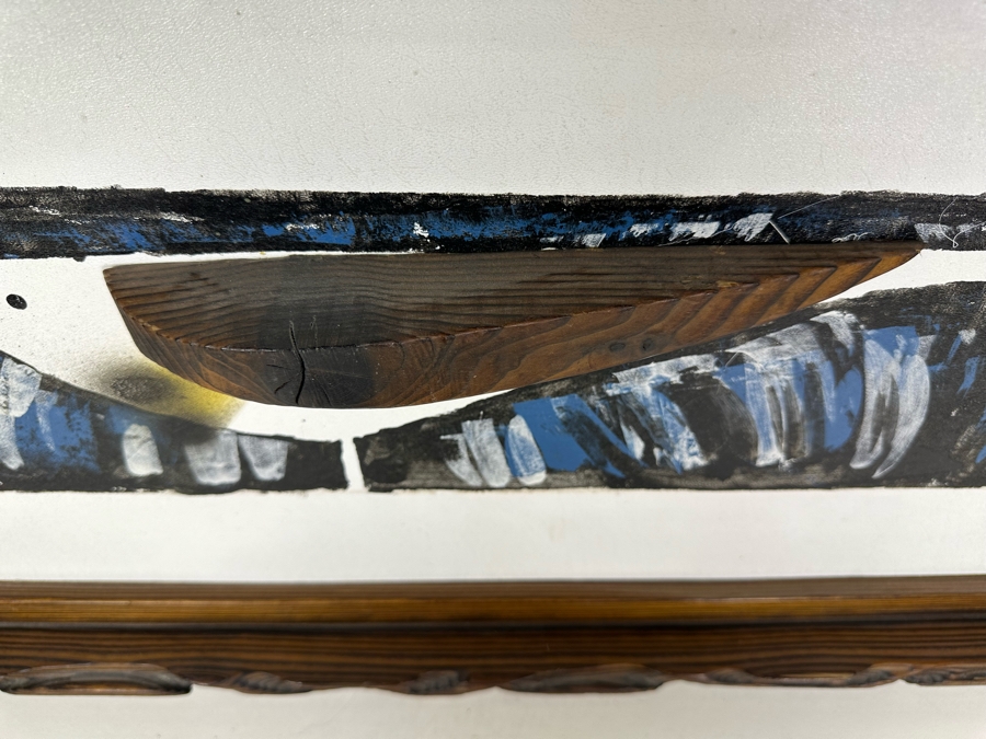 Vintage Mid-Century Modern Witco Sculptural Grey Gull Abstract Bird Painting With Wooden Wing And Frame 31.5'W X 14.5'H [Photo 3]