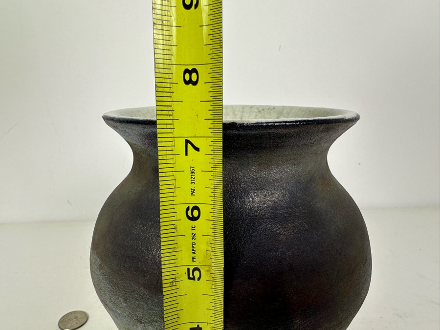 Raku Art Pottery Vase Signed DC 7.5'H [Photo 9]