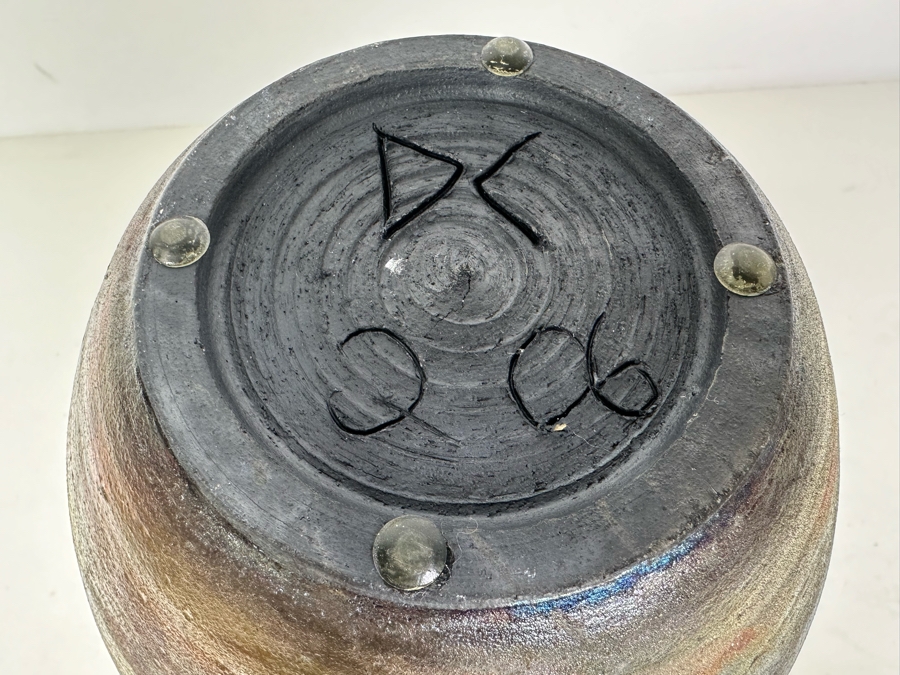 Raku Art Pottery Vase Signed DC 7.5'H [Photo 6]
