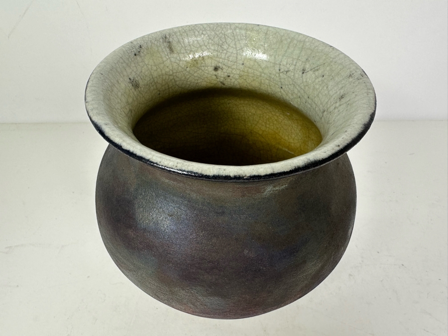 Raku Art Pottery Vase Signed DC 7.5'H [Photo 3]