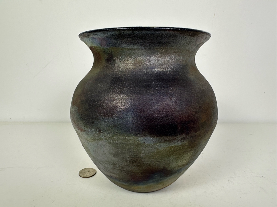 Raku Art Pottery Vase Signed DC 7.5'H [Photo 4]