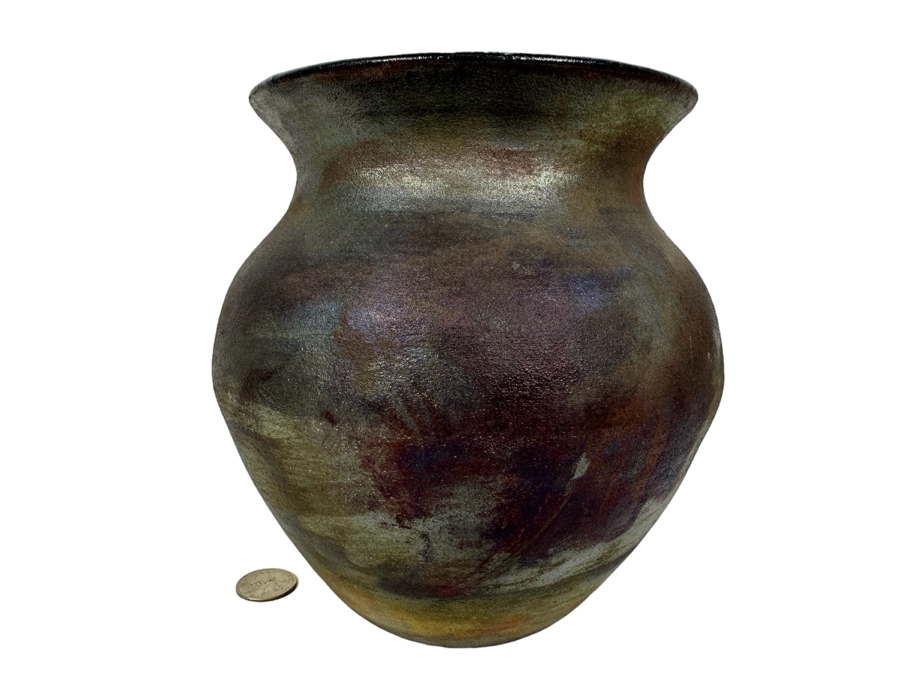 Raku Art Pottery Vase Signed DC 7.5'H [Photo 1]