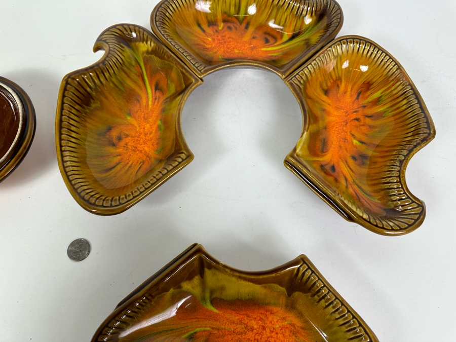 Vintage California Pottery Snack Serving 6 Piece Set 15.5'W [Photo 6]