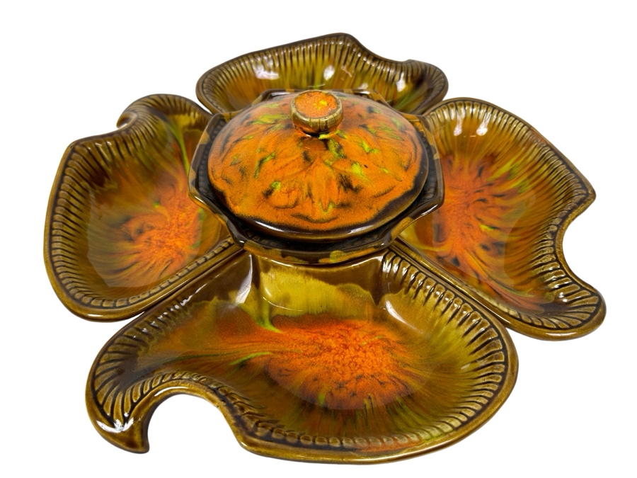 Vintage California Pottery Snack Serving 6 Piece Set 15.5'W [Photo 1]