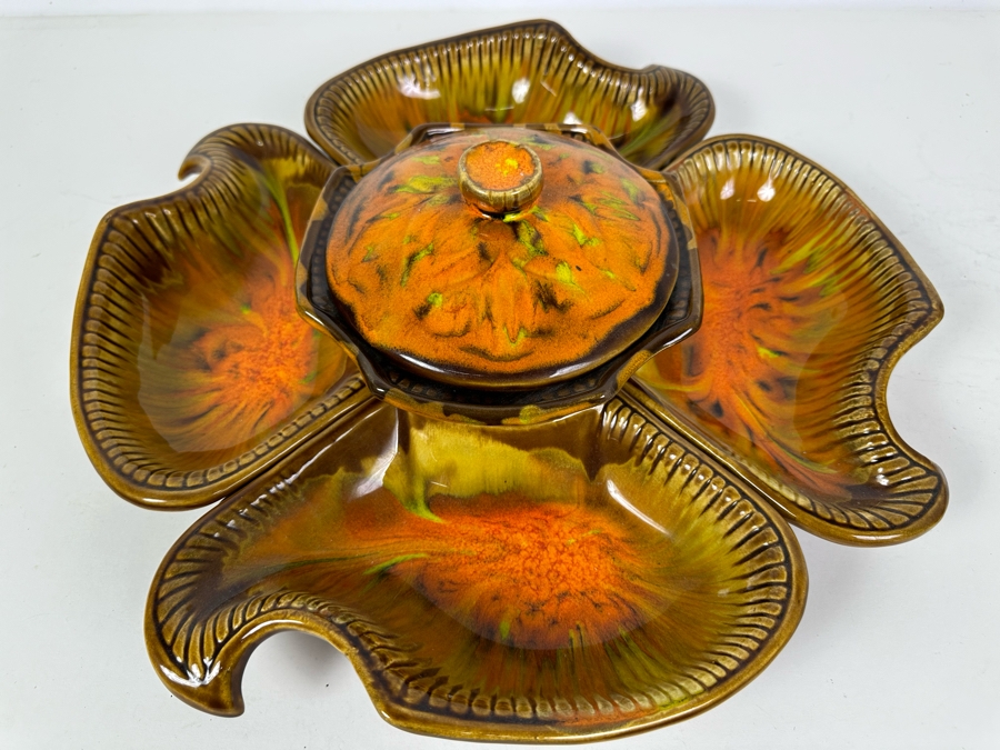 Vintage California Pottery Snack Serving 6 Piece Set 15.5'W [Photo 4]