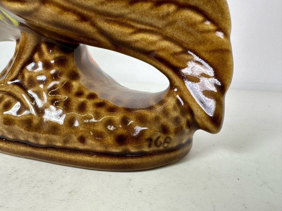 Vintage MCM Cermaic Bird Figurine 12'H And Vintage 1967 Covered Stoneware Pottery Bowl People Lovers By B Welsh [Photo 8]