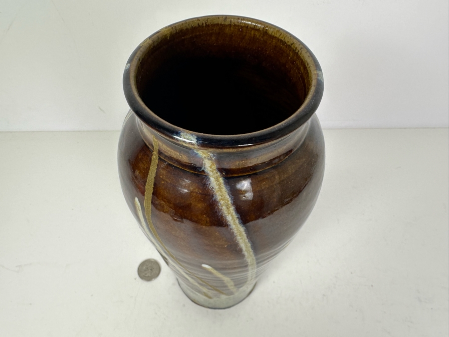 Stunning Glazed Studio Pottery Vase 10'H Marked BK Mark, EK Mark, MK Mark [Photo 3]