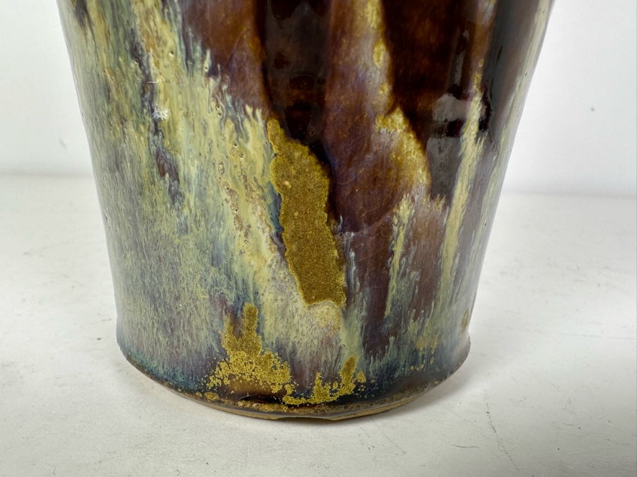Stunning Glazed Studio Pottery Vase 10'H Marked BK Mark, EK Mark, MK Mark [Photo 5]