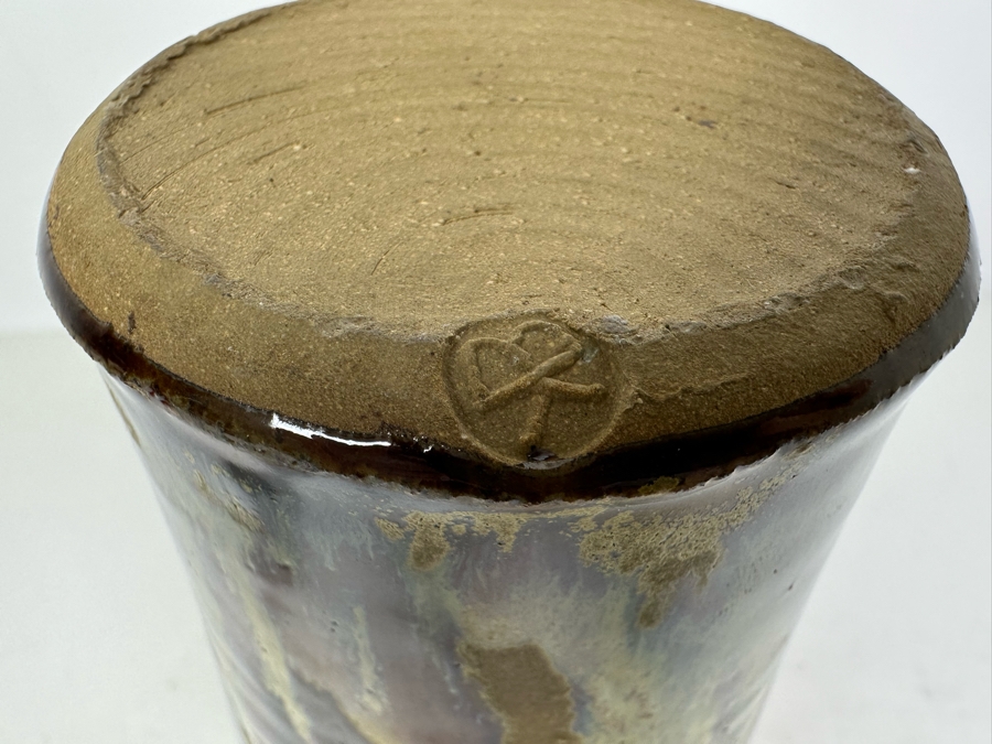 Stunning Glazed Studio Pottery Vase 10'H Marked BK Mark, EK Mark, MK Mark [Photo 6]