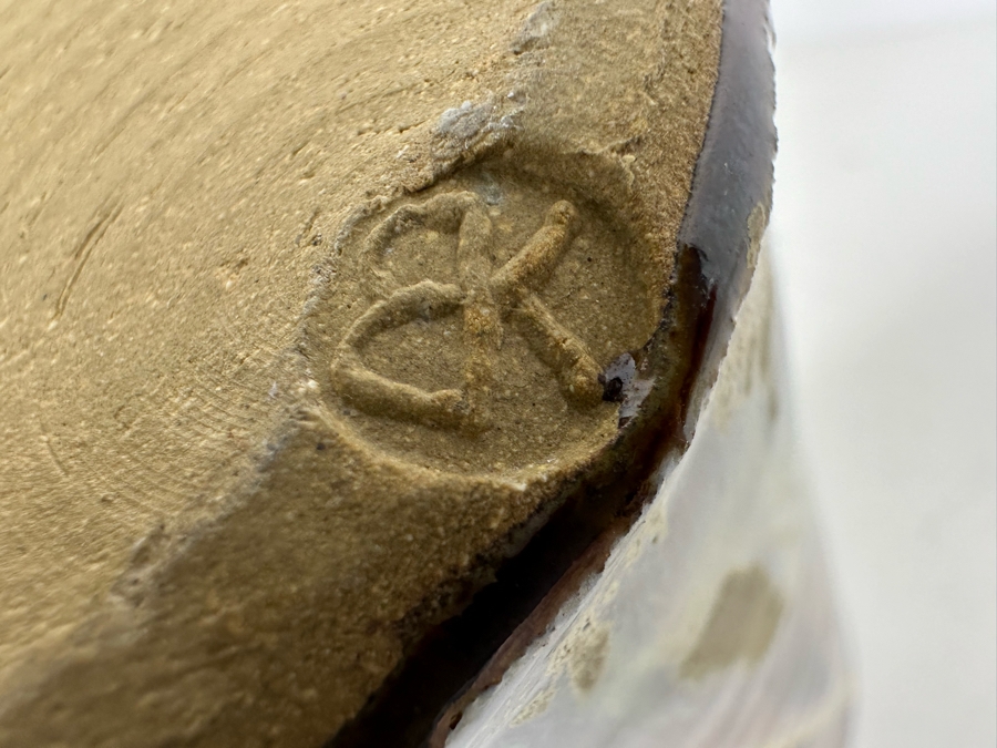 Stunning Glazed Studio Pottery Vase 10'H Marked BK Mark, EK Mark, MK Mark [Photo 8]