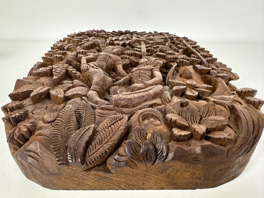 Vintage Deep Relief Carved Wooden Indonesian Balinese Wall Plaque 10'W X 15'H X 2'D [Photo 8]
