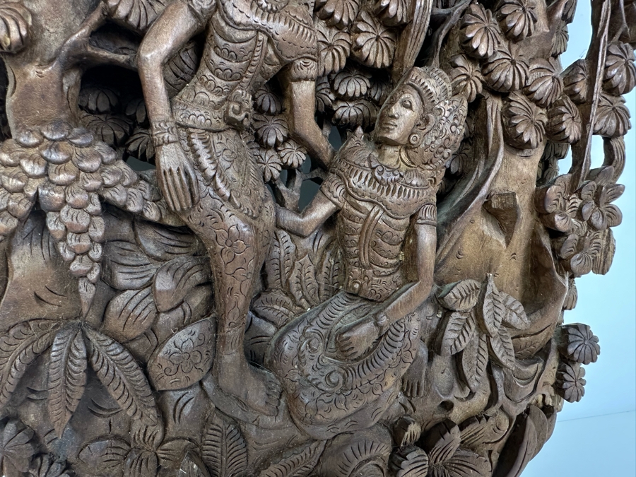 Vintage Deep Relief Carved Wooden Indonesian Balinese Wall Plaque 10'W X 15'H X 2'D [Photo 5]