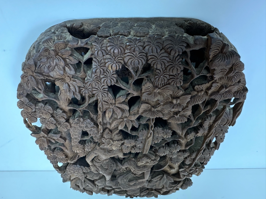 Vintage Deep Relief Carved Wooden Indonesian Balinese Wall Plaque 10'W X 15'H X 2'D [Photo 3]