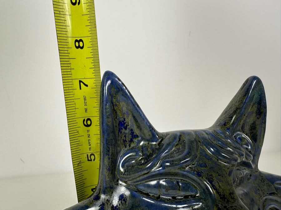 Vintage Mid-Century Modern Pottery Cat Figurine Signed Z 9'W X 7'H [Photo 9]