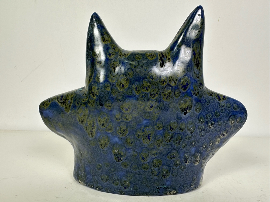 Vintage Mid-Century Modern Pottery Cat Figurine Signed Z 9'W X 7'H [Photo 4]