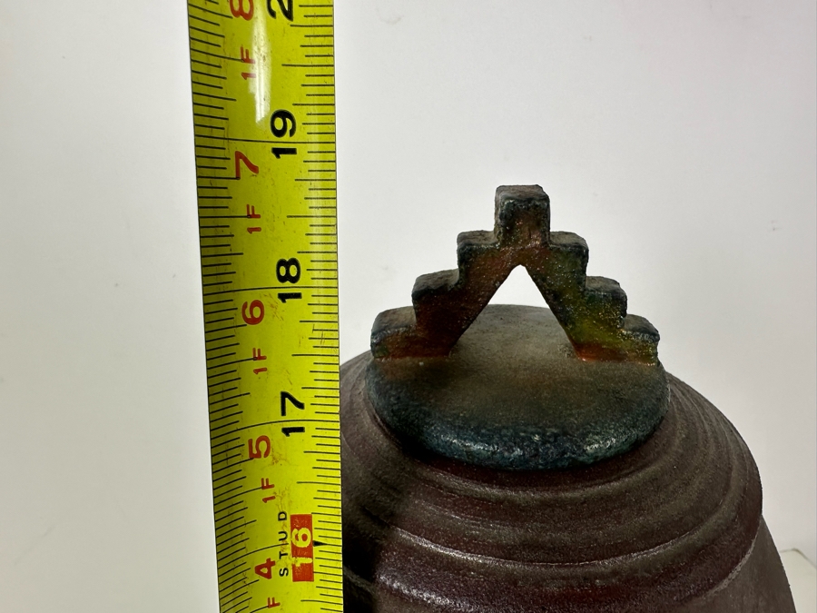 Vintage Signed Raku Pottery With Lid 19'H [Photo 13]
