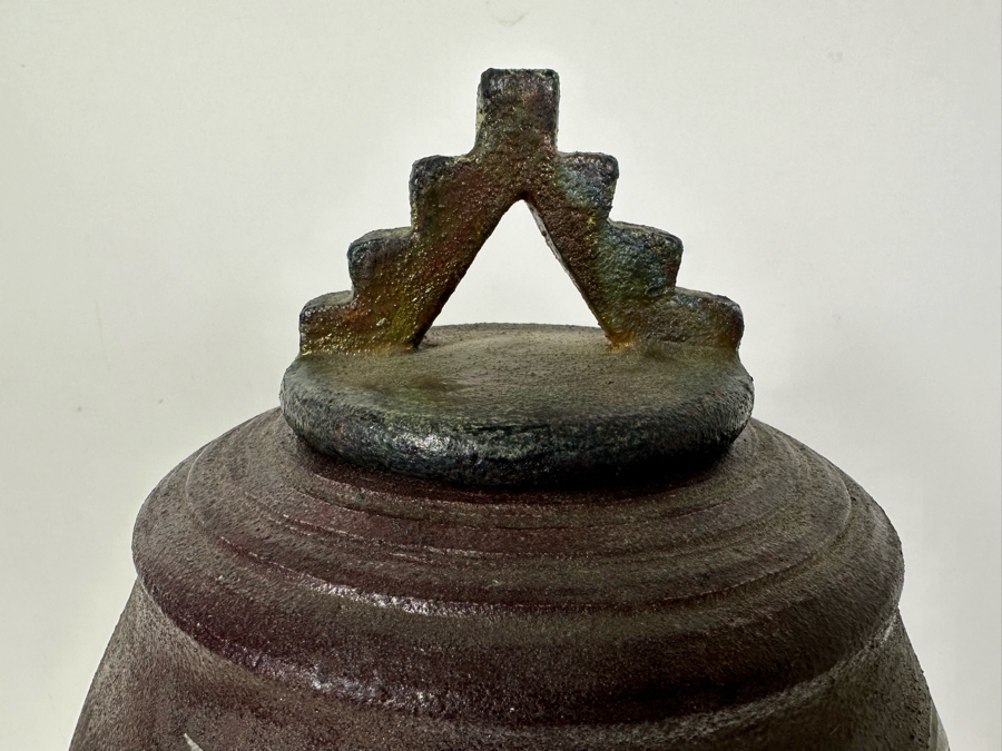Vintage Signed Raku Pottery With Lid 19'H [Photo 4]