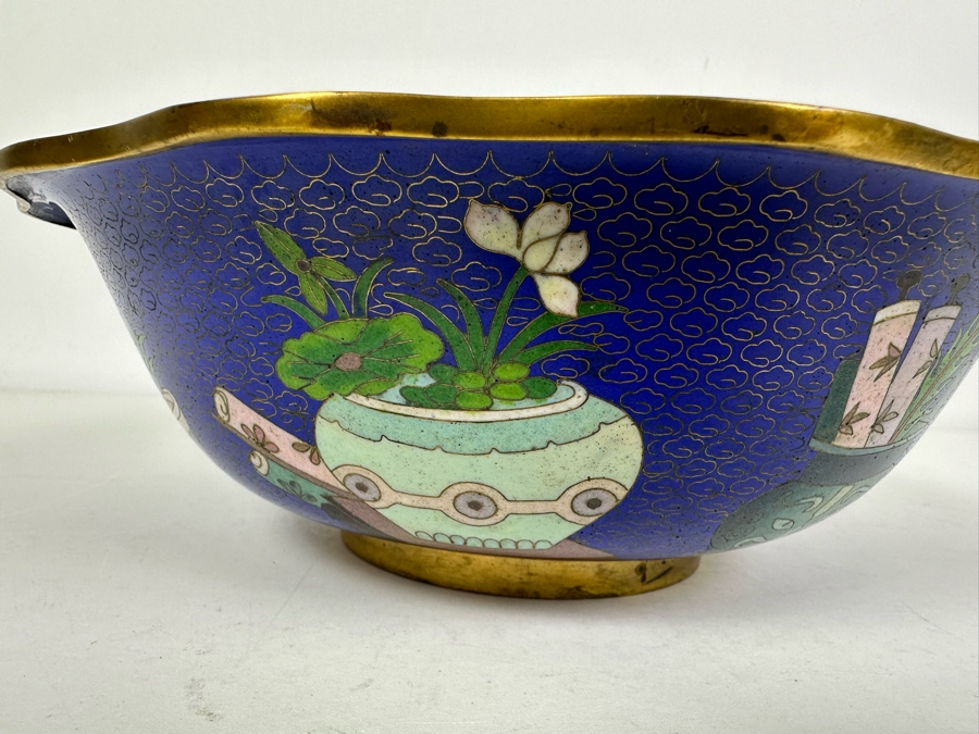 Vintage Chinese Cloisonne Bowl 10.5'W X 3.25'H [Photo 4]