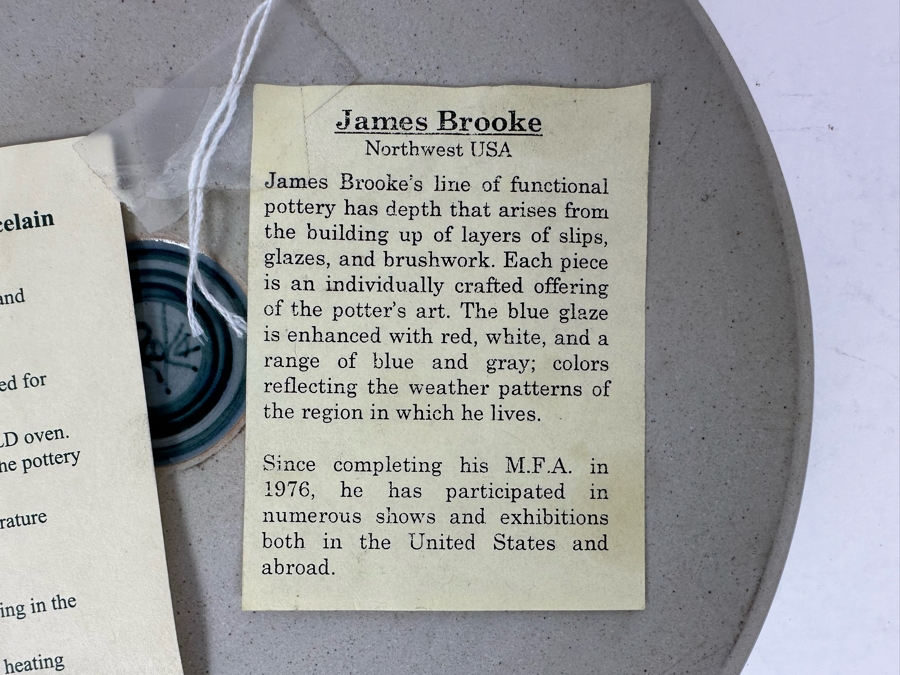 Vintage James Brooke Signed Functional Pottery Pie Dish 11'W [Photo 8]