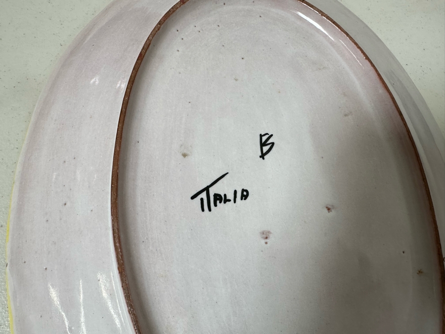 Collection Of Vintage Italian Pottery Pieces: 14'W Platter, 10' Plates, 7.25' Plates - 11 Pieces  [Photo 8]