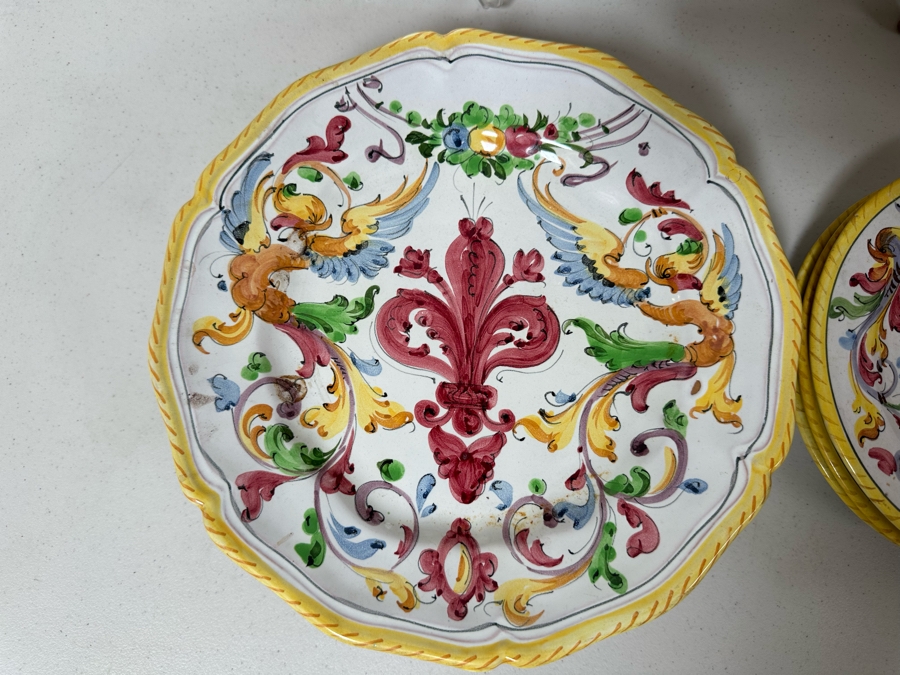 Collection Of Vintage Italian Pottery Pieces: 14'W Platter, 10' Plates, 7.25' Plates - 11 Pieces  [Photo 3]