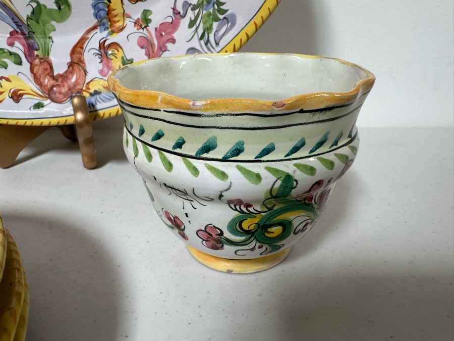 Collection Of Vintage Italian Pottery Pieces: 14'W Platter, 10' Plates, 7.25' Plates - 11 Pieces  [Photo 6]