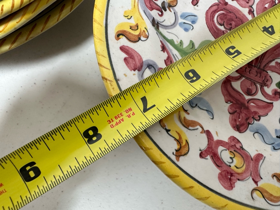Collection Of Vintage Italian Pottery Pieces: 14'W Platter, 10' Plates, 7.25' Plates - 11 Pieces  [Photo 11]
