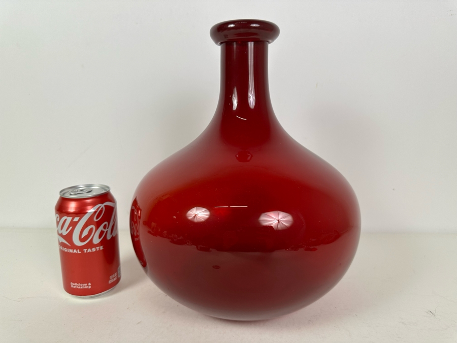 Vintage Red Glass Bottle 12h 4622