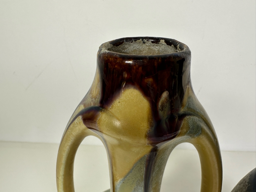 Vintage Glazed Art Pottery Vases From Belgium (L) & Germany (R) 9'H [Photo 4]